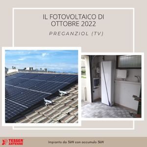 Impianto fotovoltaico con accumulo da 3 Kw a Preganziol Tv. Ottobre 2022