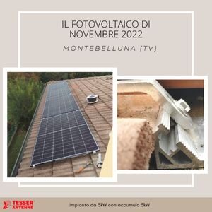 Impianto fotovoltaico con accumulo da 3 Kw a Montebelluna Tv. Novembre 2022