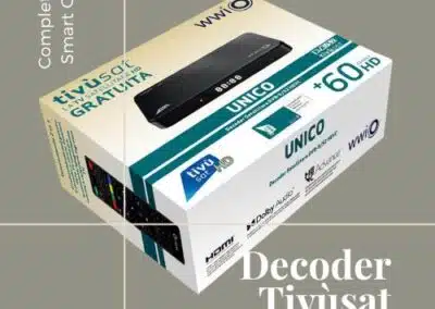 Decoder Tivùsat WWIO UNICO completo di smart card Hd e 4K. Certificato Tivùsat
