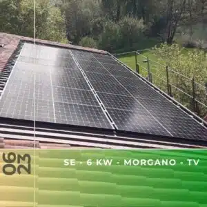 Impianto fotovoltaico da 6kWp con ottimizzatori. Accumulo 9,6Kwh. Morgano Tv. Aprile 2023