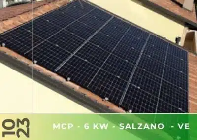 Impianto fotovoltaico da 6kWp con accumulo 9,6kWh a Salzano VE. Ottobre 2023