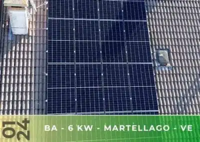 Impianto fotovoltaico da 6kWp con ottimizzatori e con accumulo da 9,6kWh a Martellago VE. Gennaio 2024