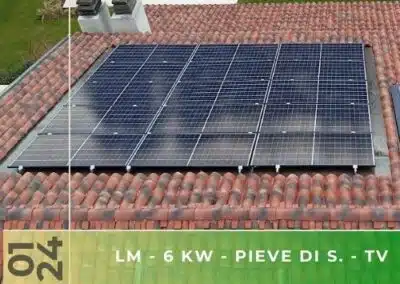 Impianto fotovoltaico da 6kWp con accumulo 9,6kWh a Pieve di Soligo TV. Gennaio 2024