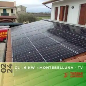 Impianto fotovoltaico da 6kWp a Montebelluna TV. Febbraio 2024
