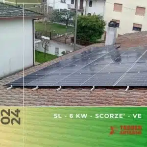 Impianto fotovoltaico da 6kWp con accumulo 9,6kWh a Scorze' VE. Febbraio 2024