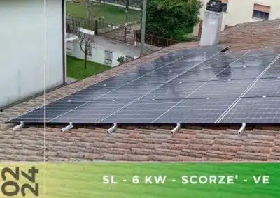 Impianto fotovoltaico da 6kWp con accumulo 9,6kWh a Scorze' VE. Febbraio 2024