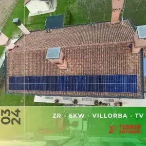 Impianto fotovoltaico da 6kWp con accumulo da 9,6 kWh a Villorba TV. Marzo 2024