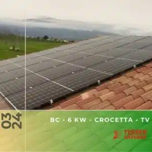 Impianto fotovoltaico da 6kWp con rete antipiccione a Crocetta del Montello TV. Marzo 2024