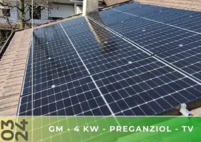 Impianto fotovoltaico da 4kWp con sistema di accumulo da 4,8kWh a Preganziol TV. Marzo 2024