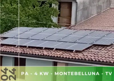 Impianto fotovoltaico da 4kWp con accumulo da 4,8 kWh a Montebelluna TV. Aprile 2024