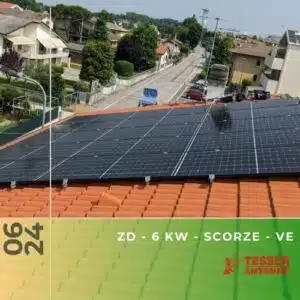 Impianto fotovoltaico da 6kWp a Scorze VE. Giugno 2024